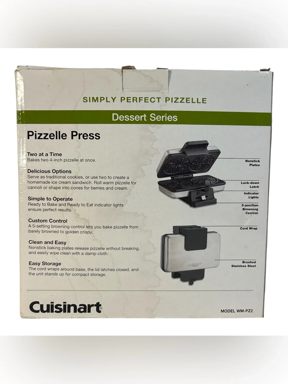 Cuisinart Pizzelle Press Maker Cannoli WM-PZ2 Stainless Steel Nonstick Tested